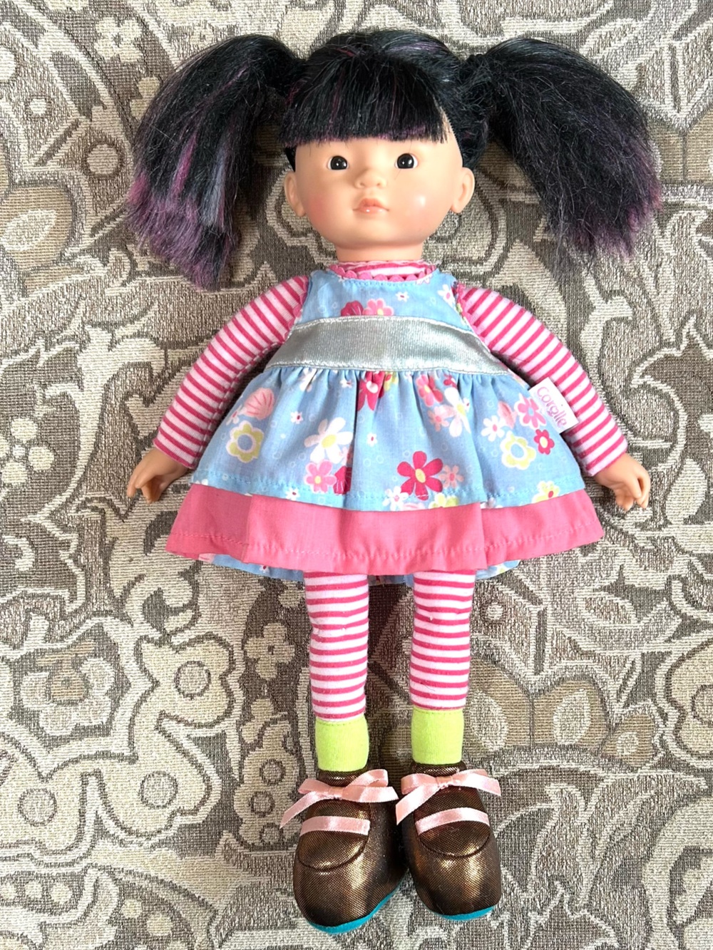Corolle Les Dollies Trendies Licorice Asian Soft-bodied Baby Dolly Pink Stripes